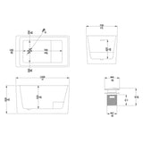 Freestanding Acrylic Flatbottom Soaking Tub Bathtub in White W1533136006