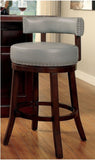 Sherly Set of 2 Bar stool 30" Swivel Stool Dark Oak Solid wood Dark Gray Leatherette Chairs Dining B01152174