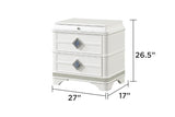 Laguna Modern Style 2-Drawer Night stand Made with Wood, Hidden Jewlry Drawer and Crystal Accents in B009P270825