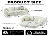 87-inch Curved Convertible Sofa Recliner, 2-in-1 Fold-Out Sofa Bed, with Pull-Out Base and Deep Seat W3505P452804