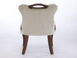 Velvet Dining Chair with Handmade Tufted Trim, Solid Wood Handles on Top and Sides, Vintage Copper W1143P338140
