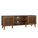 63 inch TV stand with 2 grille door cabinets and adjustable storage rack, suitable for medieval W1706P254658