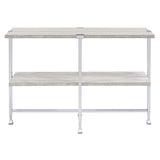 White Oak and Chrome Sofa Table with 1 Shelf B062P186475