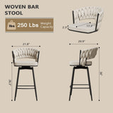360&degSwivel Bar Chairs set of 2, equipped with soft cushioned backrest counter stool, metal leg W1727P234203