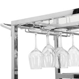 ZNTS Contemporary Chrome Bar Serving Cart Silver Modern Glass Metal Frame Wine Storage 43465421