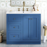 36inch Bathroom Vanity with Ceramic Sink, Bathroom Storage Cabinet with 2 Drawers& Shelf, Solid Wood N710P197024C