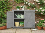 Potting Bench with Storage Cabinet and Metal Table Top for Outdoor Patio,Outdoor Work Station Table 93815704