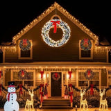 60in Pre-lit Snow Flocked Christmas Wreath, Lighted Artificial Xmas Wreath with 220 Warm White 64702689