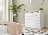 4-Tier 5-Drawer Bedside Table with Matte Gold Handles Particleboard with Textured Melamine Finish 97060618