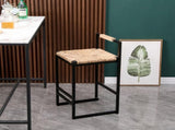 Set of 2 Water Hyacinth Woven Bar Stools with Back Support Counter Height Dining Chairs for Kitchen, W1757104751