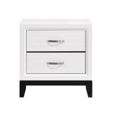 Modern Contemporary White Finish Storage Nightstand of 2x Drawers 1pc Wooden Bedroom Furniture B011P235882