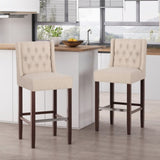 Modern Minimalist Metal Leg Stool, Beige, 30" Height, High Density Fabric Seat, Commercial Grade 70678.00FBGE