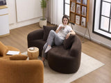 LY-042 Full Compression Sponge Loveseat, S-Curved Dual-Depth Sofa, Brown Chenille Modular for Small W2231P329732