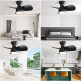 23 Inch Bedroom Ceiling Fan With 3 Color Dimmable 3 ABS Blades Remote Control DC Motor Black With W934P264711