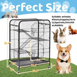 ZNTS 37" Metal Ferret Chinchilla Cage, Small Animals Hutch with Ramps and Feeders and Wheels, Rabbit 81251657