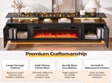 Black Fireplace TV Stand, 199.6*40*62cm, Embossed Particle Board with Melamine Foil, High Gloss 66699979