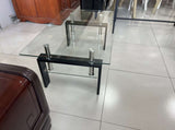 Tempered Clear Glass Coffee Table, 2-Layers Coffee Table Living Room Center Table 100x55x45 W1718P508639