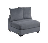 ZNTS Living Room Furniture Armless Chair Dark Gray Corduroy 1pc Armless Chair Soft Cushion Wood Legs B011P211060