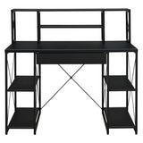 Black Office Desk with Open Shelves and Hutch B062P184528