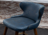 Nevis Mid-century Modern Faux Leather Tufted Nailhead Trim Counter Stool Set of 2, Blue T2574P165097