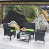 ZNTS 4 PC Rattan Patio Furniture Set Outdoor Patio Cushioned Seat Wicker Sofa W20985038