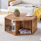 ZNTS Hexagonal MDF coffee table, characteristic pattern stickers, multi-hole design to give more storage W1151P200316