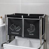 ZNTS Laundry Basket 2 Tier Clothes Sorter with 4 Removable Bags to Organize Clothes, With Four Wheels, 68926337