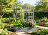 43" x 16" x 70" Gray Metal Raised Garden Bed Galvanized Planter Box with Trellis for Garden 64008592