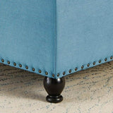 Large square storage ottoman with wooden legs, Upholstered button tufted coffee table with nail W2186P164303