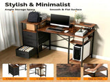 3-Drawer 4-Shelf P2 Particleboard Iron Pipe Computer Desk with Power Strip 42554438