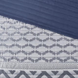 4 Piece Jacquard Quilt Set with Throw Pillow Navy King/Cal King B03597588
