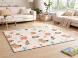 79" x 71" Reversible Baby Play Mat, Foldable & Thick Floor Mat with Giraffe & Woodland Animals 50695452