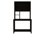 Computer Hutch Desk, Lower Shelf, Four Shelves, Black B097133217