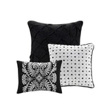 7 Piece Cotton Printed Comforter Set Black King B03597262