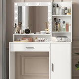 Vanity Desk with Mirror & Light, Large Drawer Three Level Storage Dresser, 3 Lighting Modes W2386P288809