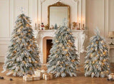 Snowy Cascading Christmas Trees 3-Piece Set with Control Lighting, Flocked Weeping Branches, and N710P523023K