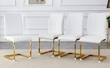 Luxury Simple Arch Chair - Set of 4 White PU Material High Resilience Dining Chair with Arched Metal W1151P154873