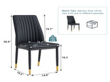 Modern Dining Chairs Set of 4, Black PU Leather Upholstered Chairs with High Back and Chrome Metal W3493P427136