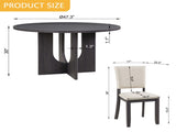 47.3" Round Dining Set with 4 Upholstered Dining Chairs, Modern Round Dining Table Set for 4, 21351538