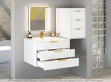 Wall Mounted Floating Cabinet W/Decor Line, 12inch Side Cabinet with Drawers N710P324099K