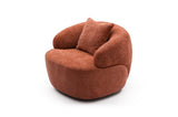 360&deg Swivel Mid Century Modern Curved Sofa, 1-Seat Cloud couch Boucle sofa Fabric Couch, Orange W87691481