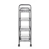 ZNTS Exquisite Honeycomb Net Four Tiers Storage Cart with Hook Black 01157249