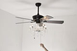 52'' Crystal Shade Ceiling Fan Lamp ,3 Speed ,4 Timing , 5 Reversible Blades Crystal Ceiling Fan W1592P253975