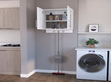 Carmelita 2-Door 2-Shelf Wall Storage Cabinet with Hangers White B062103266