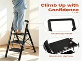 3 Step Folding Step Ladder, 330 lbs Heavy-Duty Metal Step Stool with Reinforced X-Structure, 09594954