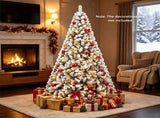 7.5 FT Snow Flocked Artificial Christmas Tree with 1010 Branch Tips, Hinged PVC Xmas Tree Foldable 21440792