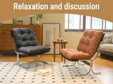 Leather Armchair, Modern Accent Chair High Back, Living Room Chairs with Metal Legs and Soft Padded, W2105P584379