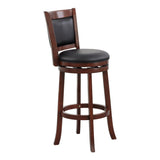 Comfortable Swivel Pub Height Chair 1pc Dark Cherry Finish Faux Leather Upholstery Solid Wood B011P238916