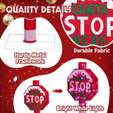 Lighted STOP Sign Christmas Yard Decorations, Pre-lit Road Sign SANTA STOP HERE with 70 LED White 88273492
