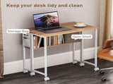 Folding Computer Desk, Foldable Desk with Storage Bag, Shelf and Wheels for Small Spaces, Home 66125674